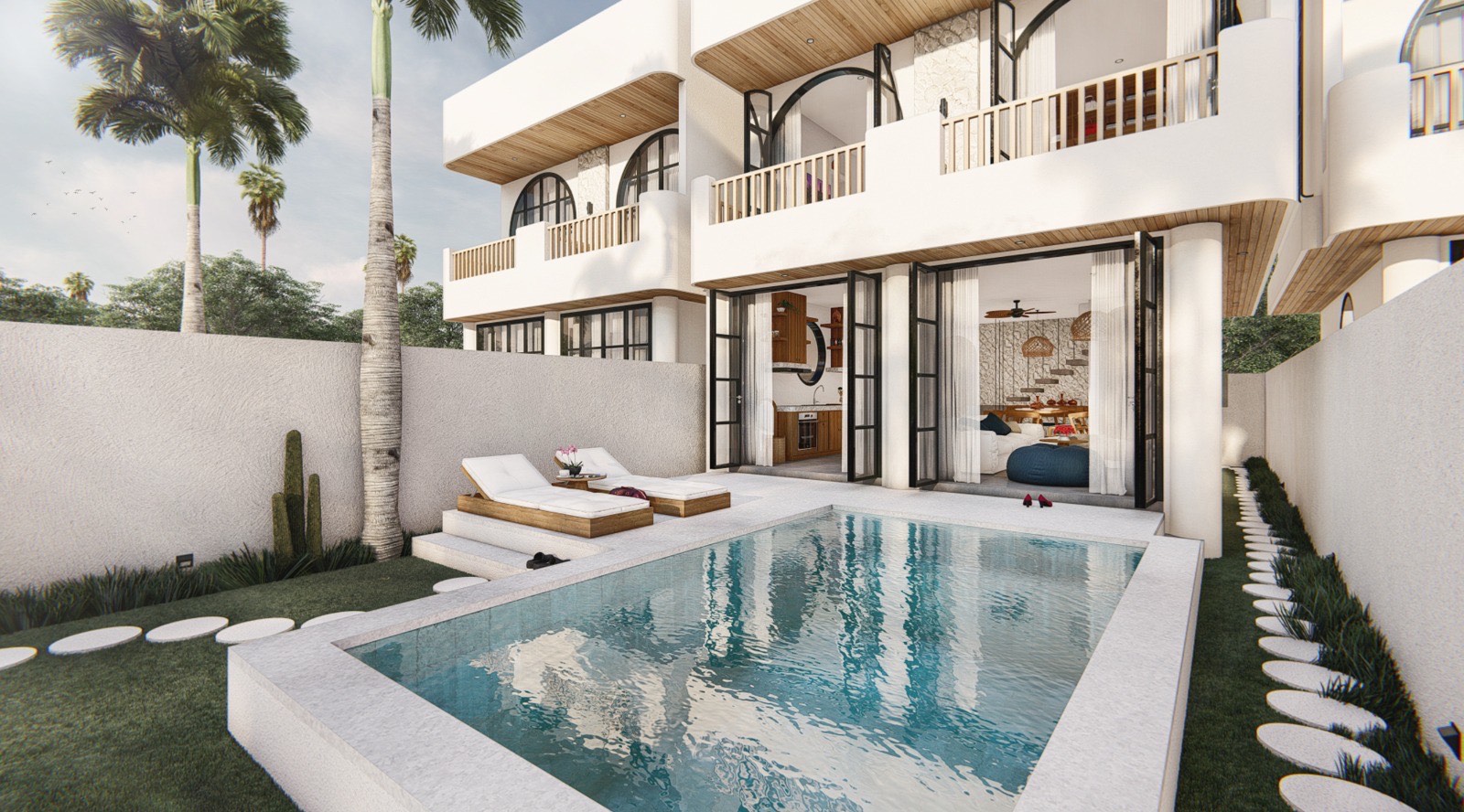 Villa Bliss garden and infinity pool with tropical landscaping, Ungasan Bali