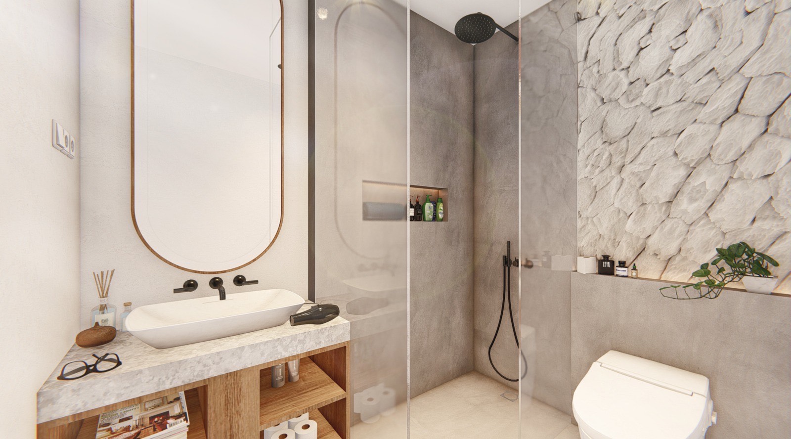 Villa Harmony luxurious bathroom with modern fixtures
