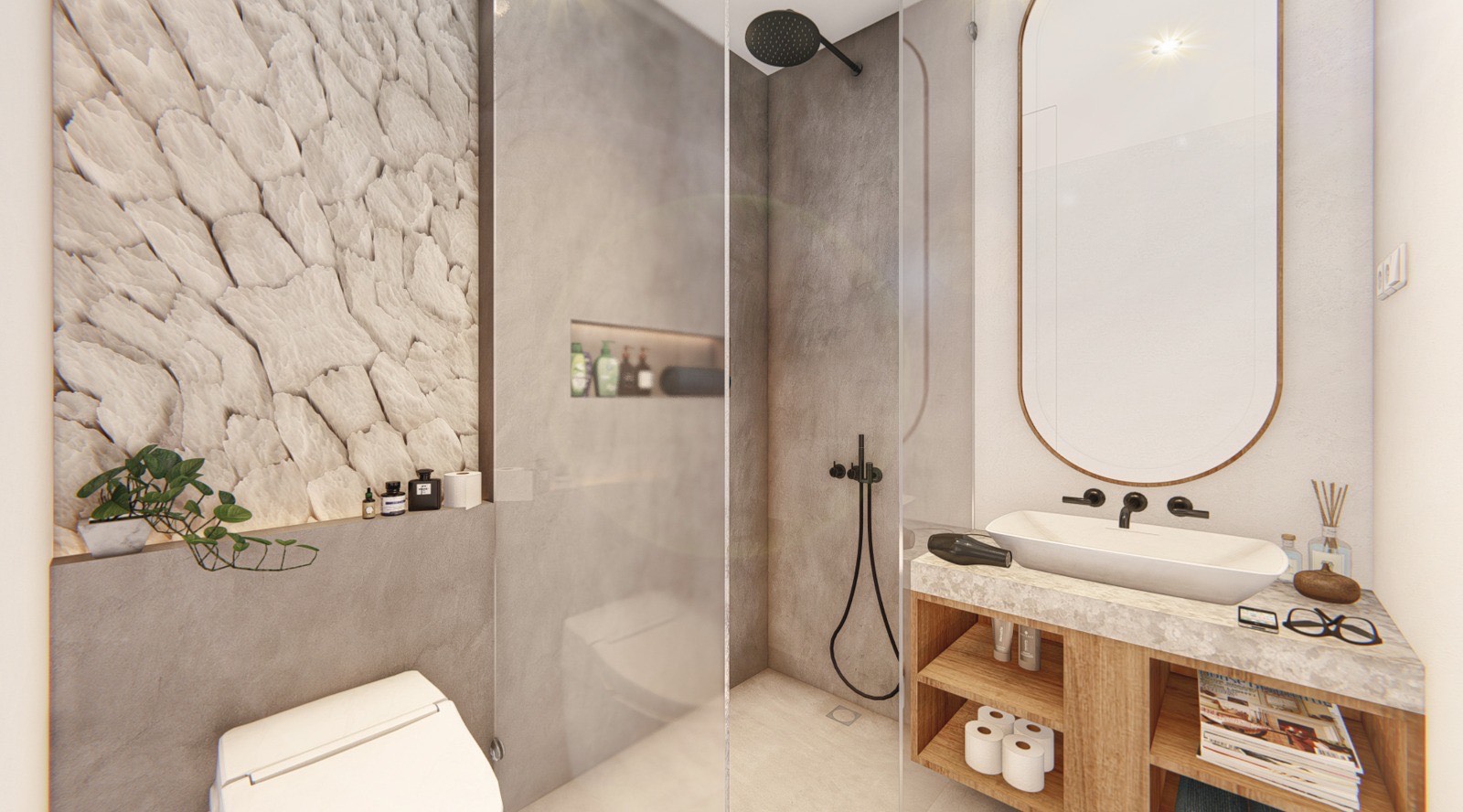 Villa Paradise lavish bathroom with resort-style features