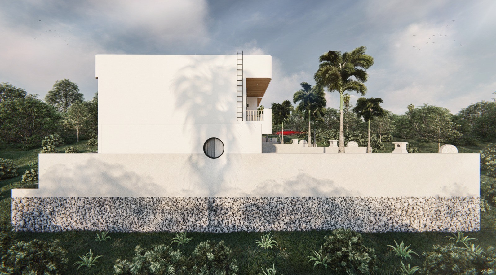 Luxury villa exterior with tropical architecture, Ungasan Bali